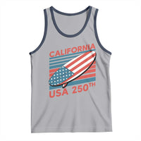 California USA 250th Anniversary Tank Top US Semiquincentennial Patriotic Surfboard Graphic - Wonder Print Shop