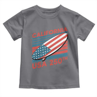 California USA 250th Anniversary Toddler T Shirt US Semiquincentennial Patriotic Surfboard Graphic - Wonder Print Shop