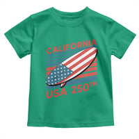 California USA 250th Anniversary Toddler T Shirt US Semiquincentennial Patriotic Surfboard Graphic - Wonder Print Shop