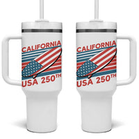 California USA 250th Anniversary Tumbler With Handle US Semiquincentennial Patriotic Surfboard Graphic - Wonder Print Shop