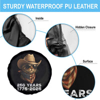 Cool Cowboy Cat 250 Years Spare Tire Cover Funny Patriotic 1776 to 2026 US Semiquincentennial - Wonder Print Shop