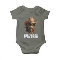 Cool Cowboy Cat 250 Years Baby Onesie Funny Patriotic 1776 to 2026 US Semiquincentennial - Wonder Print Shop