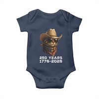 Cool Cowboy Cat 250 Years Baby Onesie Funny Patriotic 1776 to 2026 US Semiquincentennial - Wonder Print Shop