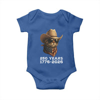Cool Cowboy Cat 250 Years Baby Onesie Funny Patriotic 1776 to 2026 US Semiquincentennial - Wonder Print Shop