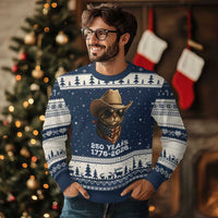 Cool Cowboy Cat 250 Years Ugly Christmas Sweater Funny Patriotic 1776 to 2026 US Semiquincentennial - Wonder Print Shop