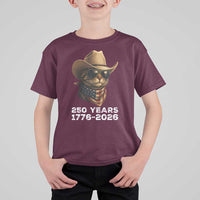 Cool Cowboy Cat 250 Years T Shirt For Kid Funny Patriotic 1776 to 2026 US Semiquincentennial - Wonder Print Shop