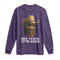 Cool Cowboy Cat 250 Years Long Sleeve Shirt Funny Patriotic 1776 to 2026 US Semiquincentennial - Wonder Print Shop