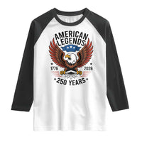 American Legends Eagle Raglan Shirt 250 Years Patriotic Heritage 1776 to 2026 Semiquincentennial - Wonder Print Shop