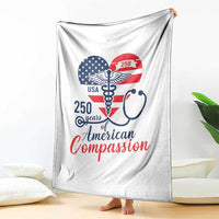 250 Years of American Compassion Throw Blanket Patriotic Medical Worker - Wonder Print Shop