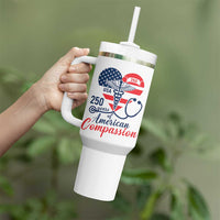 250 Years of American Compassion Tumbler With Handle Patriotic Medical Worker - Wonder Print Shop