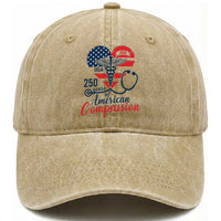 250 Years of American Compassion Washed Cotton Baseball Cap Patriotic Medical Worker