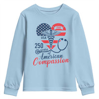250 Years of American Compassion Youth Sweatshirt Patriotic Medical Worker - Wonder Print Shop