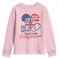 250 Years of American Compassion Youth Sweatshirt Patriotic Medical Worker - Wonder Print Shop