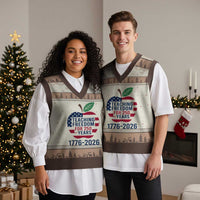 Teaching Freedom for 250 Years V-Neck Knit Sweater Vest Patriotic Teacher Tee 1776 to 2026 Semiquincentennial - Wonder Print Shop