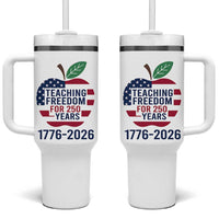 Teaching Freedom for 250 Years Tumbler With Handle Patriotic Teacher Tee 1776 to 2026 Semiquincentennial - Wonder Print Shop