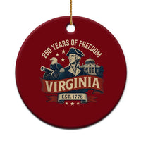 Virginia 250 Years of Freedom Ceramic Ornament George Washington Patriotic State Pride Est. 1776 - Wonder Print Shop