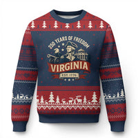 Virginia 250 Years of Freedom Ugly Christmas Sweater George Washington Patriotic State Pride Est. 1776 - Wonder Print Shop