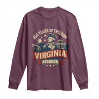 Virginia 250 Years of Freedom Long Sleeve Shirt George Washington Patriotic State Pride Est. 1776 - Wonder Print Shop