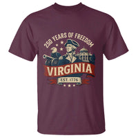 Virginia 250 Years of Freedom T Shirt George Washington Patriotic State Pride Est. 1776 - Wonder Print Shop