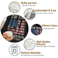 USA Flag 250 Years of Freedom Throw Blanket Vintage Patriotic 1776 to 2026 Semiquincentennial - Wonder Print Shop