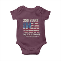 USA Flag 250 Years of Freedom Baby Onesie Vintage Patriotic 1776 to 2026 Semiquincentennial - Wonder Print Shop