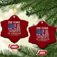 USA Flag 250 Years of Freedom Ceramic Ornament Vintage Patriotic 1776 to 2026 Semiquincentennial - Wonder Print Shop