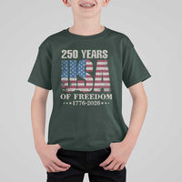 USA Flag 250 Years of Freedom T Shirt For Kid Vintage Patriotic 1776 to 2026 Semiquincentennial - Wonder Print Shop