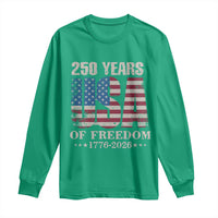 USA Flag 250 Years of Freedom Long Sleeve Shirt Vintage Patriotic 1776 to 2026 Semiquincentennial - Wonder Print Shop