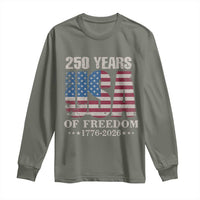 USA Flag 250 Years of Freedom Long Sleeve Shirt Vintage Patriotic 1776 to 2026 Semiquincentennial - Wonder Print Shop