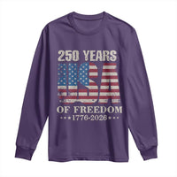 USA Flag 250 Years of Freedom Long Sleeve Shirt Vintage Patriotic 1776 to 2026 Semiquincentennial - Wonder Print Shop