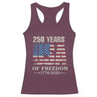 USA Flag 250 Years of Freedom Racerback Tank Top Vintage Patriotic 1776 to 2026 Semiquincentennial - Wonder Print Shop