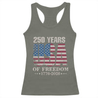 USA Flag 250 Years of Freedom Racerback Tank Top Vintage Patriotic 1776 to 2026 Semiquincentennial - Wonder Print Shop