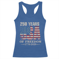 USA Flag 250 Years of Freedom Racerback Tank Top Vintage Patriotic 1776 to 2026 Semiquincentennial - Wonder Print Shop
