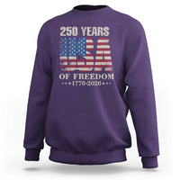 USA Flag 250 Years of Freedom Sweatshirt Vintage Patriotic 1776 to 2026 Semiquincentennial - Wonder Print Shop