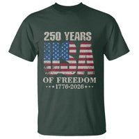USA Flag 250 Years of Freedom T Shirt Vintage Patriotic 1776 to 2026 Semiquincentennial - Wonder Print Shop