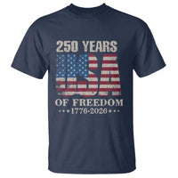 USA Flag 250 Years of Freedom T Shirt Vintage Patriotic 1776 to 2026 Semiquincentennial - Wonder Print Shop