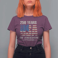 USA Flag 250 Years of Freedom T Shirt For Women Vintage Patriotic 1776 to 2026 Semiquincentennial - Wonder Print Shop
