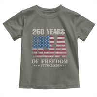 USA Flag 250 Years of Freedom Toddler T Shirt Vintage Patriotic 1776 to 2026 Semiquincentennial - Wonder Print Shop