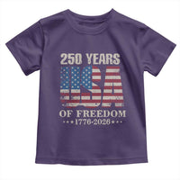 USA Flag 250 Years of Freedom Toddler T Shirt Vintage Patriotic 1776 to 2026 Semiquincentennial - Wonder Print Shop