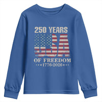 USA Flag 250 Years of Freedom Youth Sweatshirt Vintage Patriotic 1776 to 2026 Semiquincentennial - Wonder Print Shop