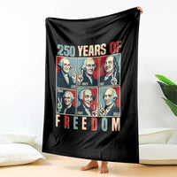 Founding Fathers 250 Years of Freedom Throw Blanket Patriotic Pop Art Style Semiquincentennial 2026 - Wonder Print Shop