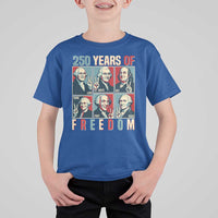Founding Fathers 250 Years of Freedom T Shirt For Kid Patriotic Pop Art Style Semiquincentennial 2026 - Wonder Print Shop