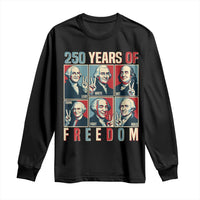 Founding Fathers 250 Years of Freedom Long Sleeve Shirt Patriotic Pop Art Style Semiquincentennial 2026 - Wonder Print Shop