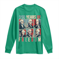 Founding Fathers 250 Years of Freedom Long Sleeve Shirt Patriotic Pop Art Style Semiquincentennial 2026 - Wonder Print Shop