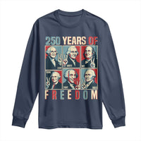 Founding Fathers 250 Years of Freedom Long Sleeve Shirt Patriotic Pop Art Style Semiquincentennial 2026 - Wonder Print Shop