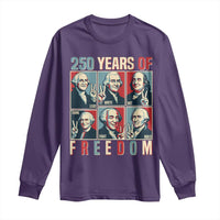 Founding Fathers 250 Years of Freedom Long Sleeve Shirt Patriotic Pop Art Style Semiquincentennial 2026 - Wonder Print Shop