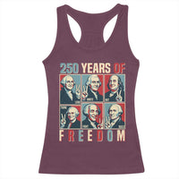 Founding Fathers 250 Years of Freedom Racerback Tank Top Patriotic Pop Art Style Semiquincentennial 2026 - Wonder Print Shop
