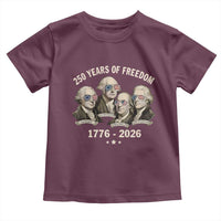 250 Years of Freedom Founding Fathers Toddler T Shirt Patriotic 1776 to 2026 July 4th American History - Wonder Print Shop