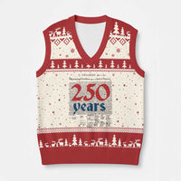 250 Years Declaration of Independence V-Neck Knit Sweater Vest Historic Patriotic 1776 to 2026 Semiquincentennial - Wonder Print Shop