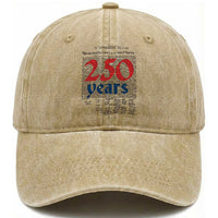 250 Years Declaration of Independence Washed Cotton Baseball Cap Historic Patriotic 1776 to 2026 Semiquincentennial
